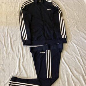 Adidas Zip Jacket / Leggings (Jacket Size=XL) (Leggings =Large (Color: Navy Blue